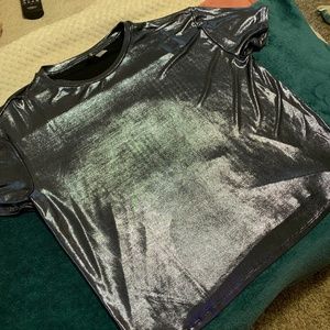 Shiny dark blue top